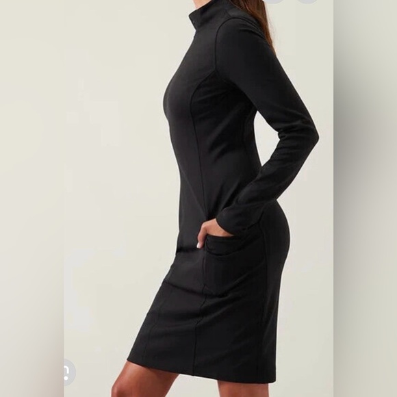 Athleta DELANCEY Elegant Black Long Sleeve Dress - Picture 5 of 7